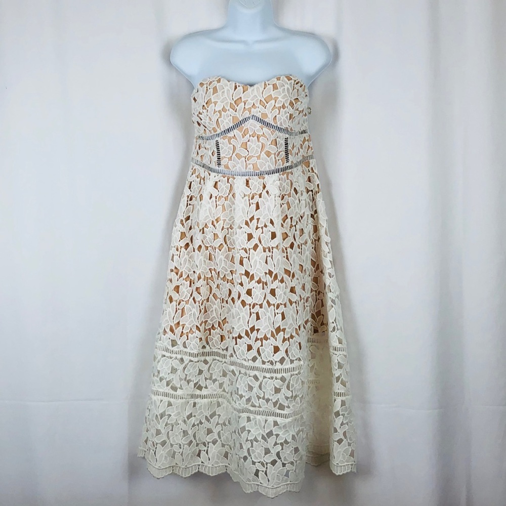 Lulus Lace overlay strapless dress L